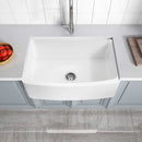 Anzzi Mesa Series Farmhouse Solid Surface 33 in. 0-Hole Single Bowl Kitchen Sink with 1 Strainer in Matte White K-AZ272-A1 5