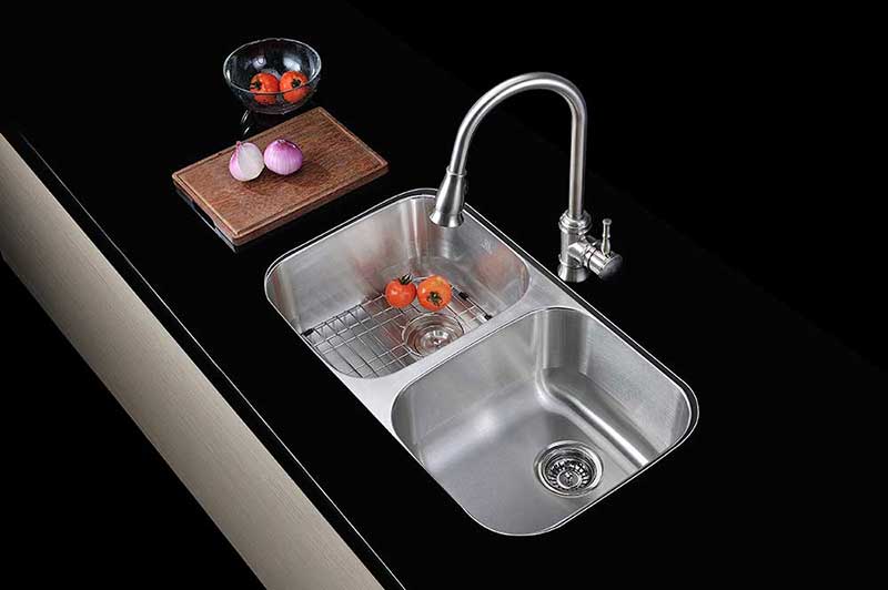 Anzzi MOORE Series 32 in. Under Mount 50/50 Dual Basin Stainless Steel Kitchen Sink 3