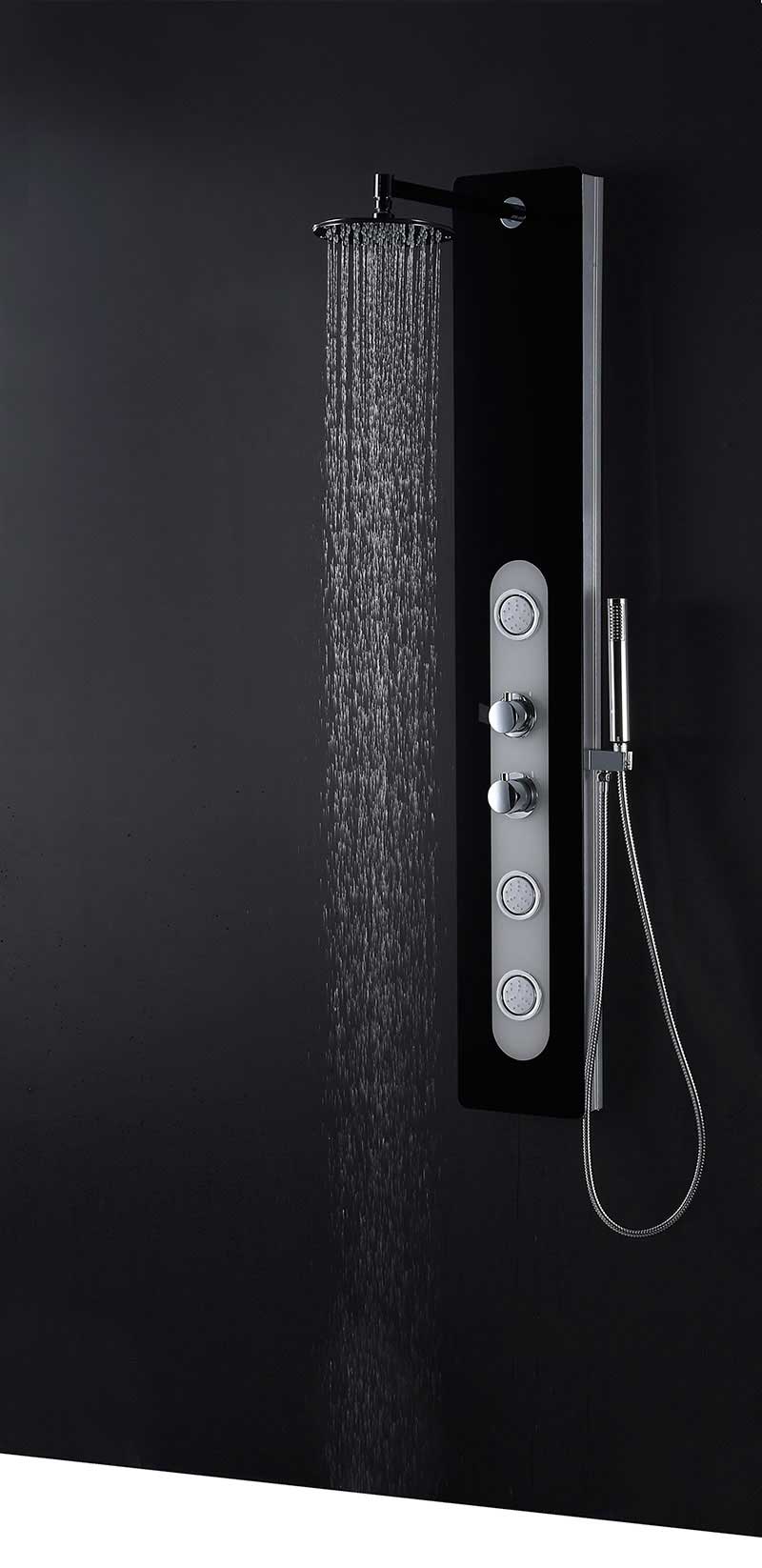 Anzzi LANDE Series 56 in. Full Body Shower Panel System with Heavy Rain Shower and Spray Wand in Black 5