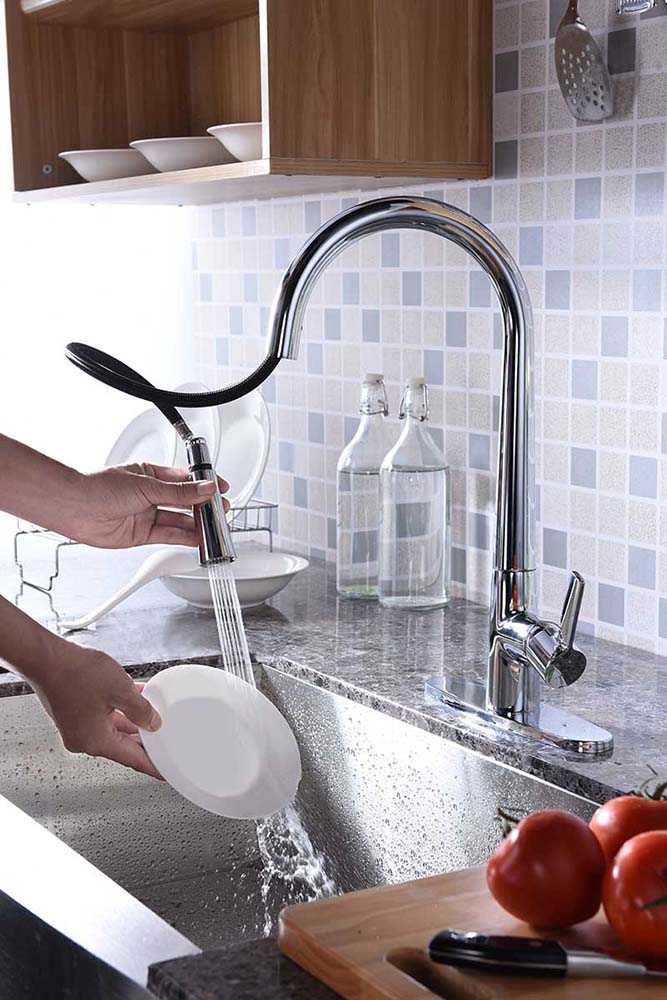 Anzzi Orbital Single Handle Pull-Down Sprayer Kitchen Faucet in Polished Chrome KF-AZ186CH 6