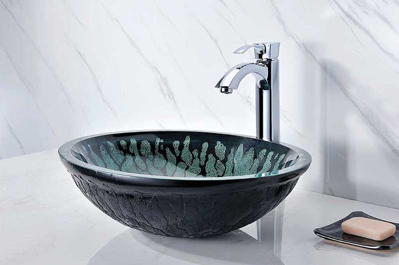 Anzzi Bravo Series Deco-Glass Vessel Sink in Lustrous Black 3