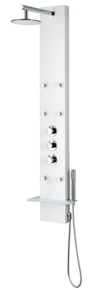 Anzzi Donna 60 in. 6-Jetted Full Body Shower Panel with Heavy Rain Shower and Spray Wand in White SP-AZ028