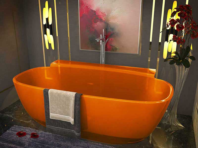 Vida 62 in. One Piece Anzzi Stone Freestanding Bathtub in Translucent Honey Amber 2
