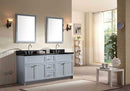 Ariel Hamlet 73" Double Sink Vanity Set with Absolute Black Granite Countertop in Grey 2
