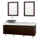 Wyndham Collection Malibu 72" Single Bathroom Vanity Set - Espresso Finish with White Carrera Marble Counter WC-CG3000-72-ESP-WHTCAR-SINGLE 2