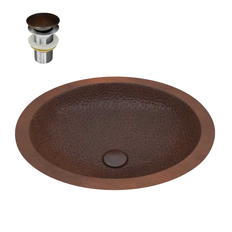 Anzzi Nepal 19 in. Drop-in Oval Bathroom Sink in Hammered Antique Copper BS-001