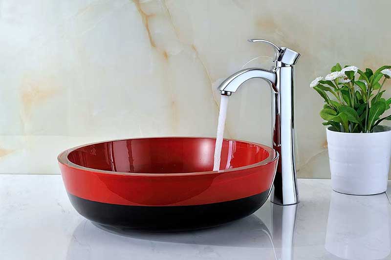 Anzzi Schnell Series Deco-Glass Vessel Sink in Lustrous Red and Black 5