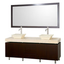 Wyndham Collection Malibu 72" Double Bathroom Vanity Set - Espresso Finish with Ivory Marble Counter WC-CG3000-72-ESP-IVO 2