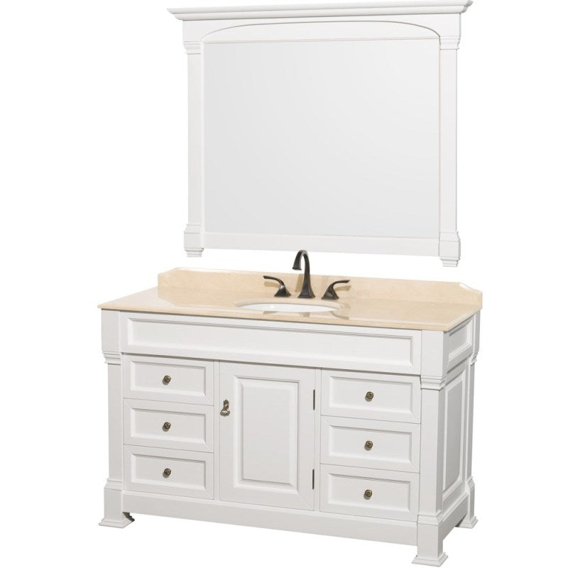 Wyndham Collection Andover 55" Traditional Bathroom Vanity Set - White WC-TS55-WHT