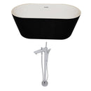 Anzzi Dualita 5.8 ft. Acrylic Freestanding Non-Whirlpool Bathtub in Black and Kase Series Faucet in Chrome