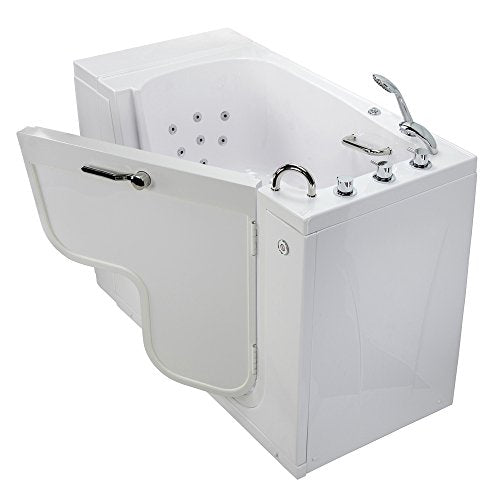 Ella's Transfer 30"x 52" Hydro Massage Wheelchair Accessible with Heated Seat Acrylic Walk-in Bathtub with Right Outward Swing Door, Thermostatic Faucet, Dual 2" Drains 29" x 52" x 42" White