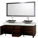 Wyndham Collection Malibu 72" Double Bathroom Vanity Set - Espresso Finish with White Carrera Marble Counter WC-CG3000-72-ESP-WHTCAR 5