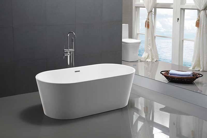 Anzzi Chand Series 5.58 ft. Freestanding Bathtub in White FT-AZ098 2
