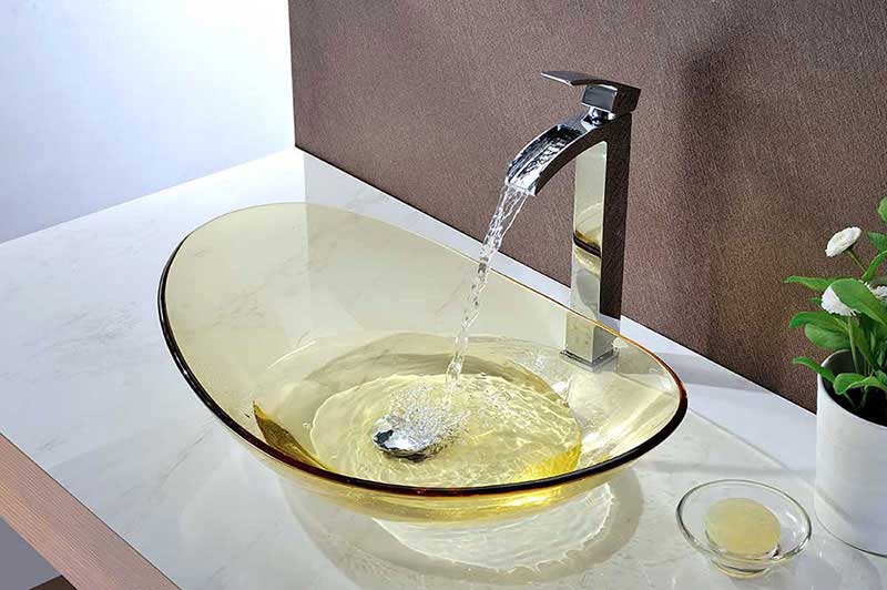 Anzzi Mesto Series Deco-Glass Vessel Sink in Lustrous Translucent Gold 4