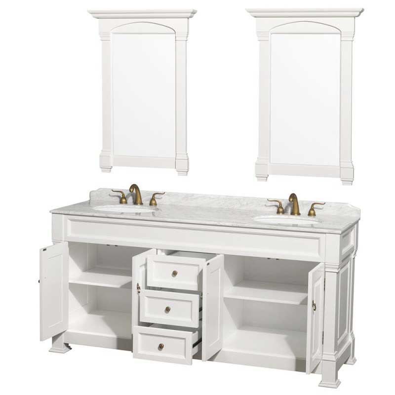 Wyndham Collection Andover 72" Traditional Bathroom Double Vanity Set - White WC-TD72-WHT 5