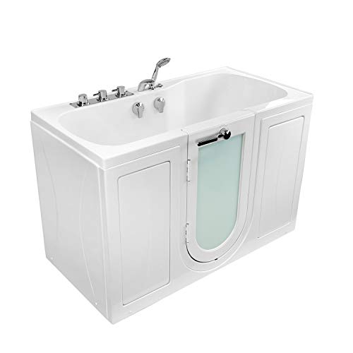 Ella's Bubbles O2SA3260M-L Tub4Two Microbubble Acrylic Walk-In Tub with Left Outward Swing Door, Thermostatic Faucet, Dual 2" Drains, 32" x 60" x 42", White