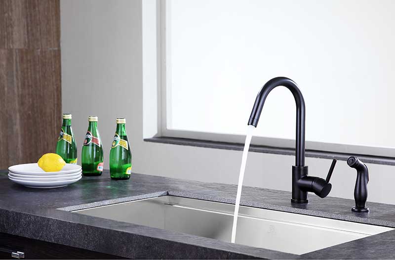 Anzzi Farnese Single-Handle Standard Kitchen Faucet with Side Sprayer in Oil Rubbed Bronze KF-AZ222ORB 14