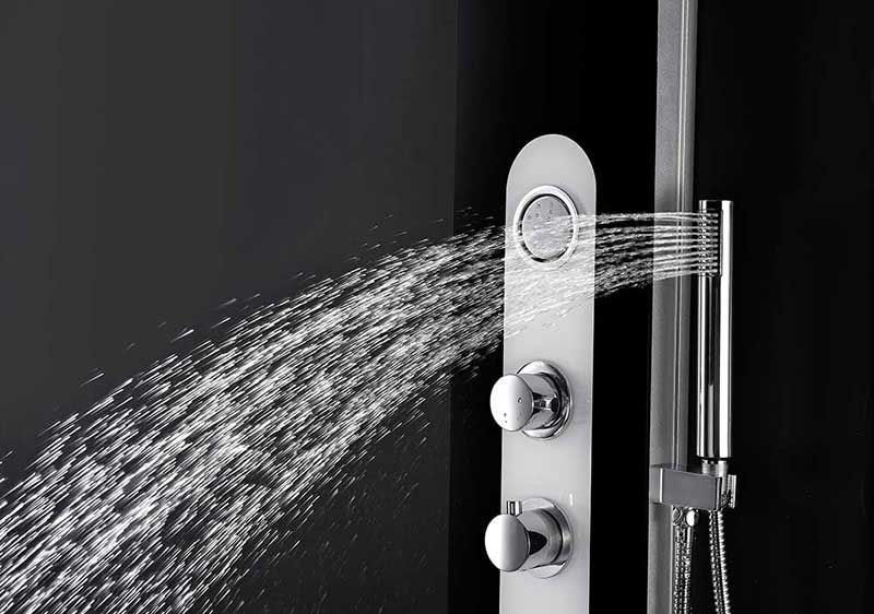 Anzzi LANDE Series 56 in. Full Body Shower Panel System with Heavy Rain Shower and Spray Wand in Black 9