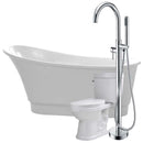 Anzzi Prima 67 in. Acrylic Flatbottom Non-Whirlpool Bathtub with Kros Faucet and Talos 1.6 GPF Toilet FTAZ095-25C-65