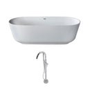 Anzzi Sabbia 5.9 ft. Man-Made Stone Freestanding Non-Whirlpool Bathtub in Matte White and Kros Series Faucet in Chrome
