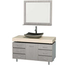 Wyndham Collection Malibu 48" Bathroom Vanity Set - Gray Oak Finish with Ivory Marble Counter and Handles WC-CG3000H-48-GROAK-IVO