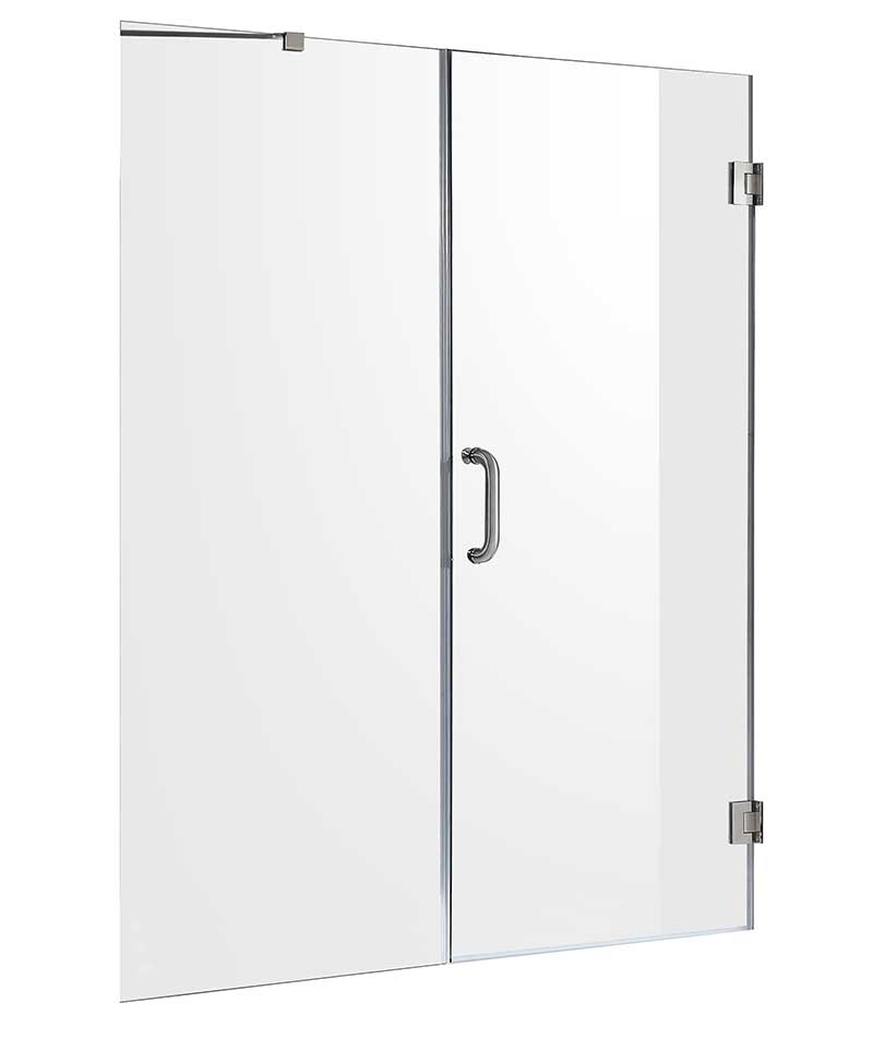 Anzzi Makata Series 60 in. by 72 in. Frameless Hinged Alcove Shower Door in Brushed Nickel with Handle SD-AZ8073-01BN 5