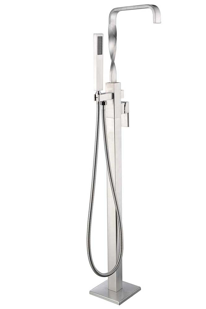 Anzzi Yosemite 2-Handle Claw Foot Tub Faucet with Hand Shower in Brushed Nickel FS-AZ0050BN 24