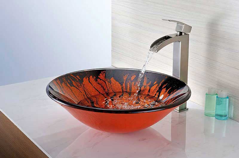 Anzzi Forte Series Deco-Glass Vessel Sink in Lustrous Red and Black 6