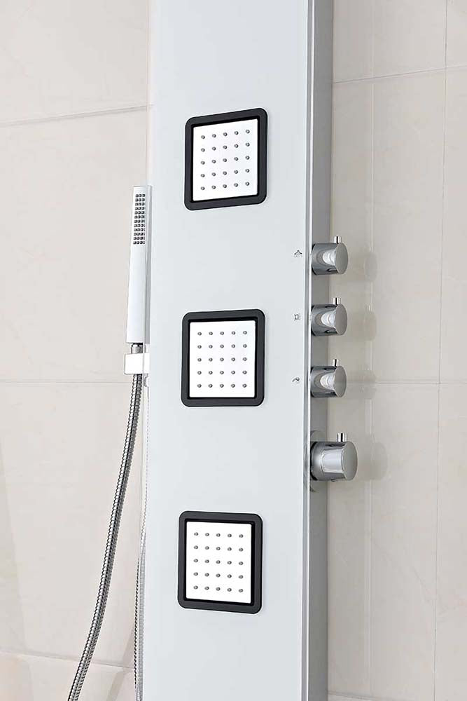 Anzzi Leopard 60 in. 3-Jetted Full Body Shower Panel with Heavy Rain Shower and Spray Wand in White SP-AZ032 3