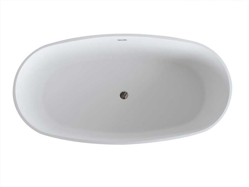 Anzzi Bellentin 5.1 ft. Solid Surface Center Drain Freestanding Bathtub in Matte White FT-AZ8416 4