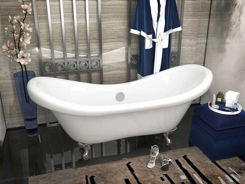 Anzzi Aegis 68.75 in. Claw Foot One Piece Acrylic Freestanding Bathtub in Glossy White  2