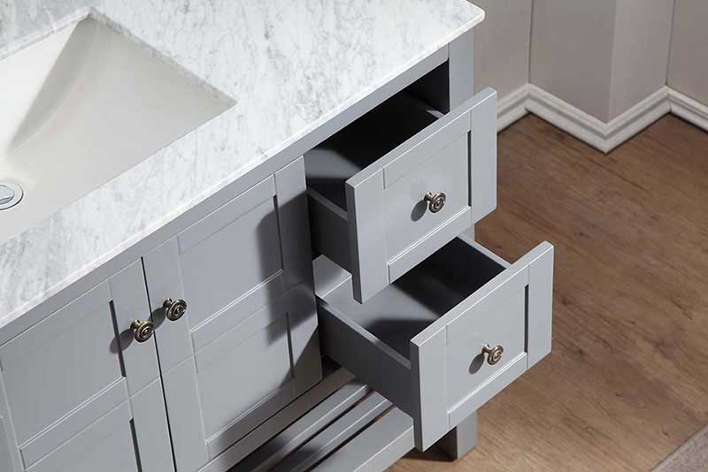 Anzzi Montaigne 48 in. W x 22 in. D Vanity in Gray with Marble Vanity Top in Carrara White with White Basin and Mirror 5