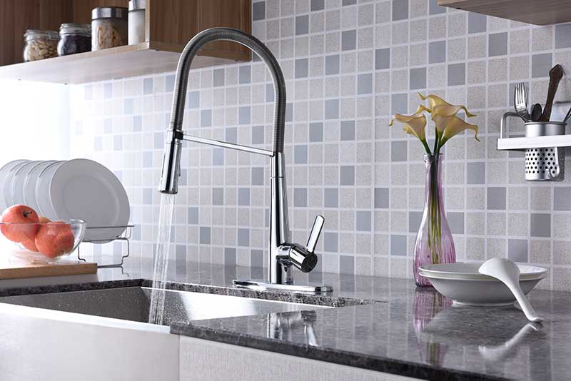 Anzzi Apollo Single Handle Pull-Down Sprayer Kitchen Faucet in Polished Chrome KF-AZ188CH 10
