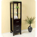 Fresca FST1008ES Espresso Bathroom Linen Side Cabinet with 3 Tempered Glass Shelves
