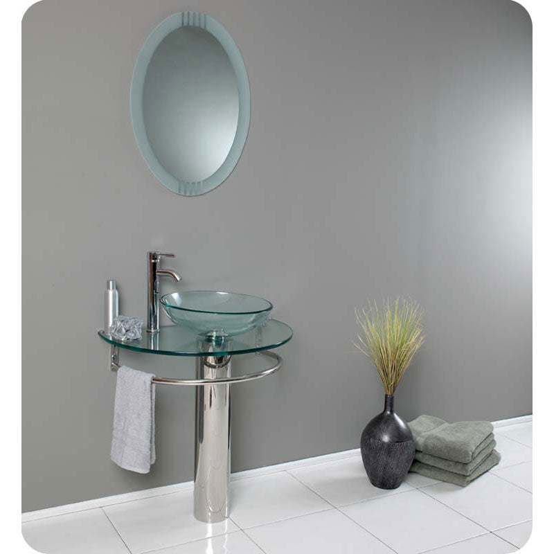 Fresca FVN1060 Attrazione Modern Glass Bathroom Vanity with Frosted Edge Mirror