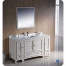 Fresca FVN20-123612AW Oxford 60" Antique White Traditional Bathroom Vanity with 2 Side Cabinets