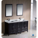Fresca FVN20-241224ES Oxford 60" Espresso Traditional Double Sink Bathroom Vanity with Side Cabinet