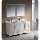 Fresca FVN20-3030AW Oxford 60" Antique White Traditional Double Sink Bathroom Vanity