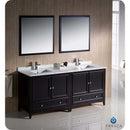Fresca FVN20-3636ES Oxford 72" Espresso Traditional Double Sink Bathroom Vanity