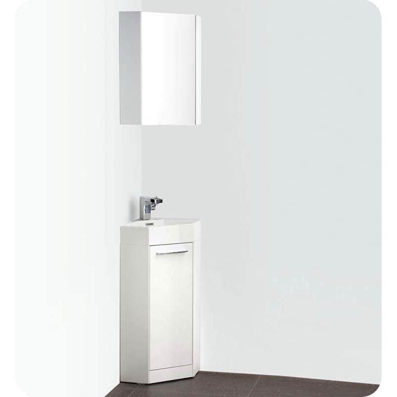 Fresca FVN5082WH Coda 14" White Modern Corner Bathroom Vanity