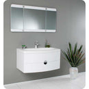 Fresca FVN5092PW Energia White Modern Bathroom Vanity with Three Panel Folding Mirror