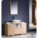 Fresca FVN62-122412LO-VSL Torino 48" Light Oak Modern Bathroom Vanity with 2 Side Cabinets & Vessel Sink