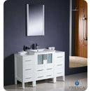 Fresca FVN62-122412WH-UNS Torino 48" White Modern Bathroom Vanity with 2 Side Cabinets & Integrated Sink