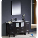 Fresca FVN62-123012ES-UNS Torino 54" Espresso Modern Bathroom Vanity with 2 Side Cabinets & Integrated Sink