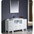 Fresca FVN62-123012WH-UNS Torino 54" White Modern Bathroom Vanity with 2 Side Cabinets & Integrated Sink