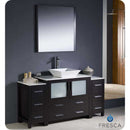 Fresca FVN62-123612ES-VSL Torino 60" Espresso Modern Bathroom Vanity with 2 Side Cabinets & Vessel Sink