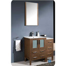 Fresca FVN62-2412WB-UNS Torino 36" Walnut Brown Modern Bathroom Vanity with Side Cabinet & Integrated Sink
