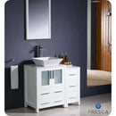 Fresca FVN62-2412WH-VSL Torino 36" White Modern Bathroom Vanity with Side Cabinet & Vessel Sink