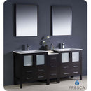Fresca FVN62-301230ES-UNS Torino 72" Espresso Modern Double Sink Bathroom Vanity with Side Cabinet & Integrated Sinks