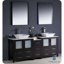 Fresca FVN62-301230ES-VSL Torino 72" Espresso Modern Double Sink Bathroom Vanity with Side Cabinet & Vessel Sinks